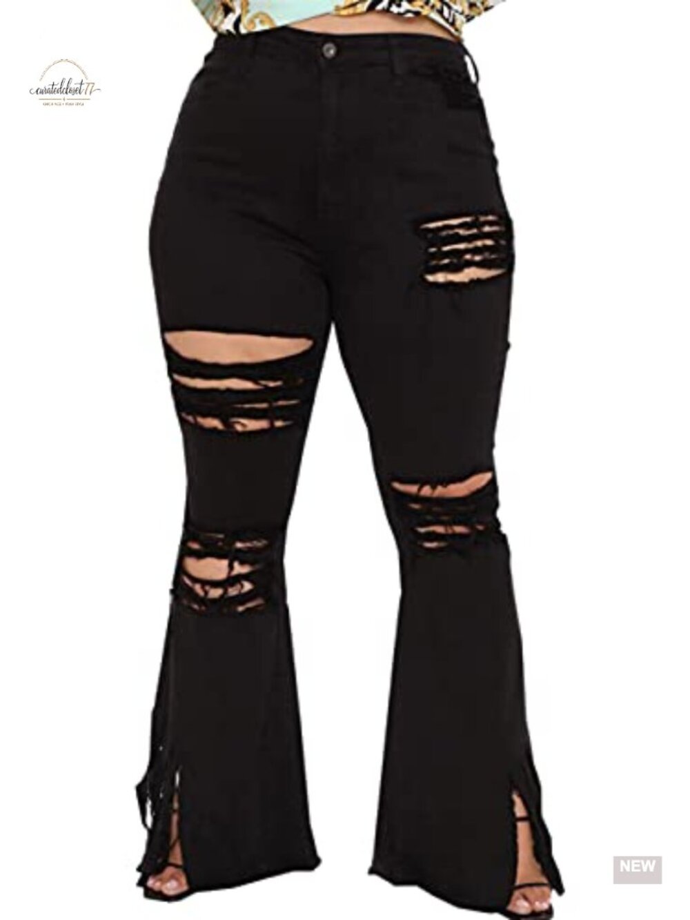 Plus Size Bell Bottom Jeans High Waisted Flared Denim Pants